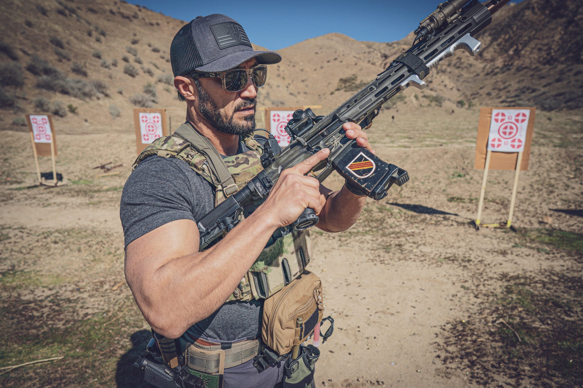 Kawa with a rifle on the range